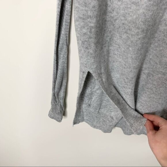 ASOS Women's Glamorous Sweater High Low V-Neck Side Slit Knit Wool blend Gray XS - Picture 6 of 15